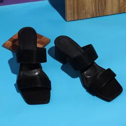 Chemistry Women Solid PU Comfort Open Toe Casual Heels-image-3