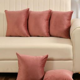 Shadowkart Set of 5 Fibre Filled Faux Velvet Ultra Soft Sleep Pillow-27