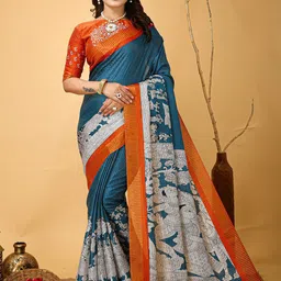 Anouk Rustic Kalamkari Zari Sungudi Saree-image-35