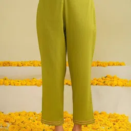 JAYPORE Women Floral Straight Fit Trousers-image-3