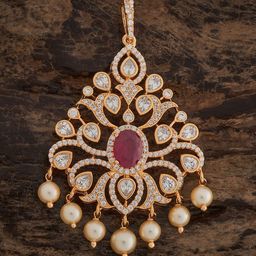 Kushal's Fashion Jewellery Gold-Plated Cubic Zirconia Studded Teardrop Shaped Pendant-14