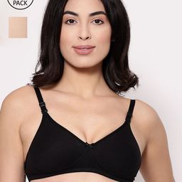 Inner Sense Pack Of 2 Black & Beige T-shirt Bra Full Coverage ISB100-Black_Skin-34
