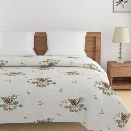 SWAYAM Beige & Green Floral AC Room 150 GSM Double Bed Comforter-image-23