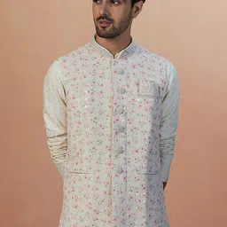 Manyavar Men Printed Woven Sleeveless Nehru Jacket-picture-12