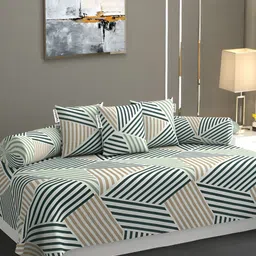 YaAkholic 6-Pcs Green 210TC Printed Diwan Set-57