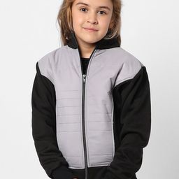 Instafab Girls Mock Collar Windcheater Cotton Bomber Jacket-image-75