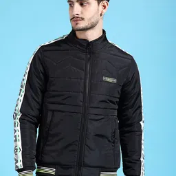 The Indian Garage Co Men Black Outdoor Bomber Jacket-45