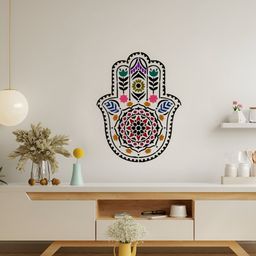 KAYRA DECOR Black & Red Hamsa Mandala Design Wall Stencil-31