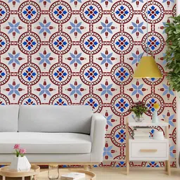KAYRA DECOR White European Tile Design Wall Stencil-35
