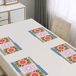 Dakshya Industries Blossom White & Green 4 Pcs Floral Printed Waterproof Table Placemats-20