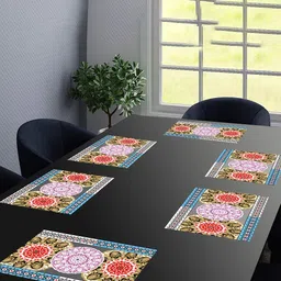 Dakshya Industries Blossom 6 Pcs Lavender & Blue Waterproof Rectangle Table Placemats-0