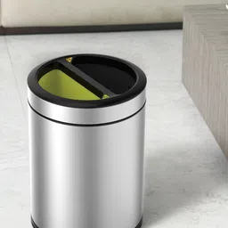 OBSESSIONS Metallic Round Open Top Dustbin With Liner-35