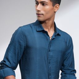 HIGHLANDER Men Slim Fit Spread Collar Checked Casual Shirt-image-74