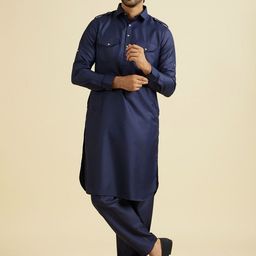 Manyavar Shirt Collar Pathani Kurta With Churidar-image-94
