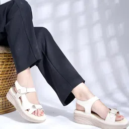 Shoetopia Synthetic Cream Heels-55