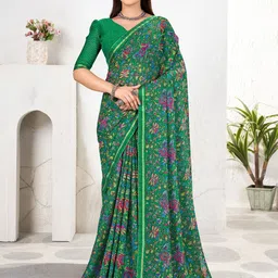 LeeliPeeri Designer Floral Pure Chiffon Saree-image-46