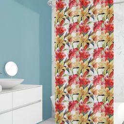 ArtzFolio White & Red Printed Waterproof Shower Curtain-image-56