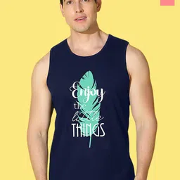 WOOSTRO Pack Of 2 Printed Super Combed Cotton Gym Vests VWS26(ALONE PEACH)(ENJOY NAVY)-image-47