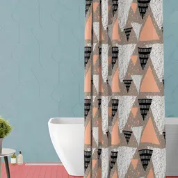 ArtzFolio Grey & Orange-Coloured Printed Waterproof Shower Curtain-79