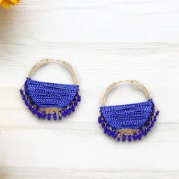 Sangria Blue And Gold-Plated Pearls Beaded Contemporary Hoop Earrings-37