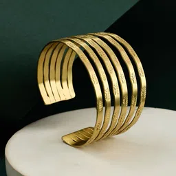 ATIBELLE Gold Plated Layered Cuff Bangle-21
