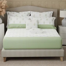Boutique Living India Green & White Printed 400TC Cotton King Bedsheet Set 2.74 m x 2.74 m-picture-11