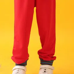 Anthrilo Boys Summer Red Jogger With Striped Rib Trousers-image-15