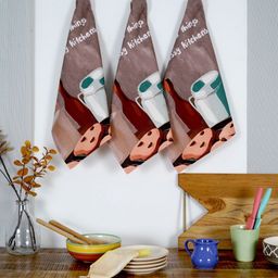 Ratan Cart 3-Pcs Brown & White Printed KitchenTowel-31
