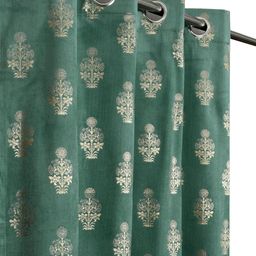 Aura Turquoise Blue & Gold-Toned Set of 3 Ethnic Motifs Room Darkening Long Door Curtain-picture-40