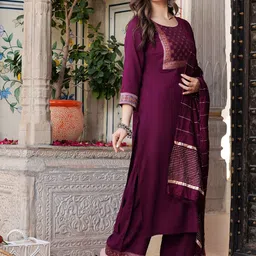Sitaram Designer Women Printed Regular Kurta with Palazzos & With Dupatta image 3