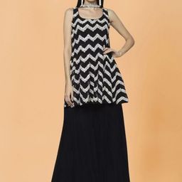 PARROT CREATION Embroidered A-Line Sequinned Kurti With Sharara And Dupatta-image-73