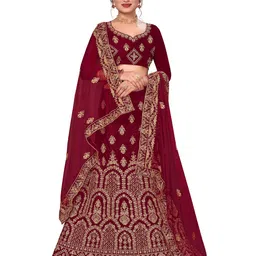 Maroosh Embroidered Thread Work Unstitched Lehenga & Blouse With Dupatta-image-75