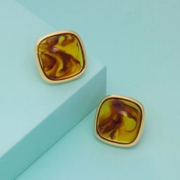 Kushal's Fashion Jewellery Gold-Plated Square Shape Zircon Studded Studs Earrings-picture-13