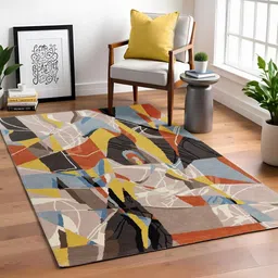 PLIVANA Multicoloured Geometric Polyester Indoor Carpet-16