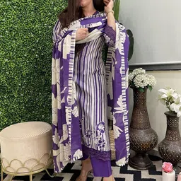 KALINI Women Printed Regular Kurta with Palazzos & With Dupatta image 4