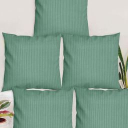 Blue Grass Green 5 Pieces Striped Square Cushion Covers-image-81
