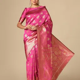 KALINI Woven Design Zari Silk Blend Kanjeevaram Saree-image-74