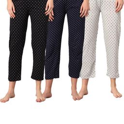 TRENDY WORLD Pack of 3 Polka Dot Printed Relaxed Fit Cotton Lounge Pants-image-89