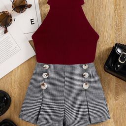 DEL LUNA Girls High Neck Top With Shorts-picture-23