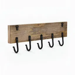 Fabindia Beige 5-Hooks Wooden Wall Hooks-33