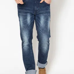 Allen Cooper Men Navy Blue Slim Fit Heavy Fade Stretchable Jeans-image-15