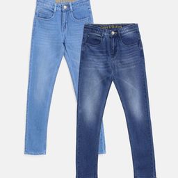TALES & STORIES Boys Pack of 2 Slim Fit Light Fade Cotton Jeans-image-28