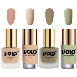 VOLO Set Of 4 Velvet Matte & Extra Shine Nail Polish-8 ml & 9.9 ml Each Shade 28-37-65-40-20