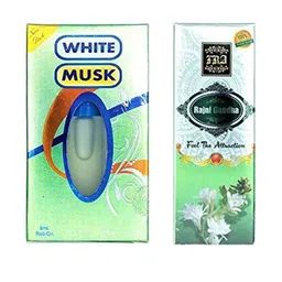 RAVIOUR LIFESTYLE Set Of 2 White Musk & Rajni Gandha Roll On Attar - 8 ml Each-41