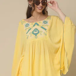FREYAA Embroidered Pure Cotton Tunic & Trousers Co-Ord Set-image-3