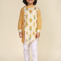 LIL PITAARA Boys Floral Printed Regular Pure Cotton Kurta with Pyjamas-image-99