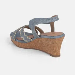 Mochi Solid Backstrap Open Toe Wedge Mules image 3