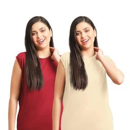 NOTWILD Women Pack Of 2 Solid Round Neck Cotton T-shirts-image-32