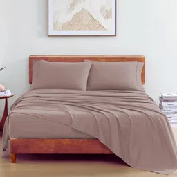 LANE LINEN Brown 144 TC Single Bedsheet with 1 Pillow Covers-image-101