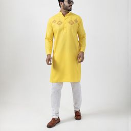 PulseIQ Men Yellow Kurtas-image-81